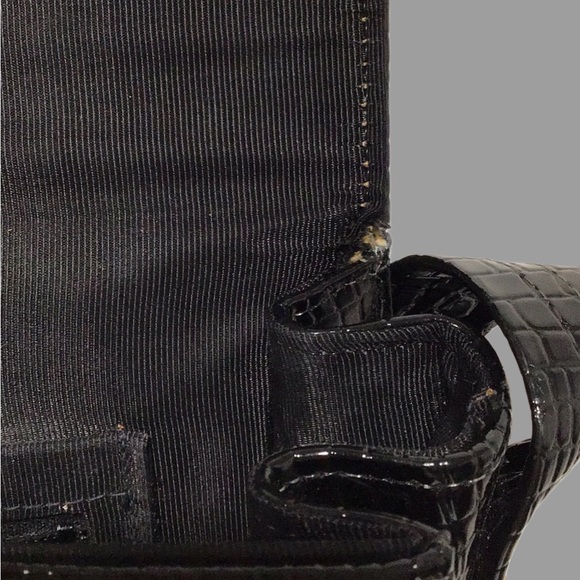 Vintage AIR STEP Black Patent Leather Croc Embossed Structured Shoulder Box Bag - Picture 13 of 13